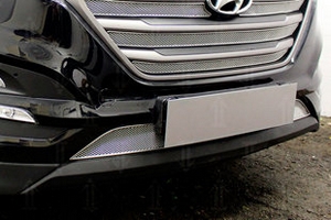 Сетка защитная в бампер Optimal хром Strelka Hyundai Tucson 2015-2019 ― Auto-Clover