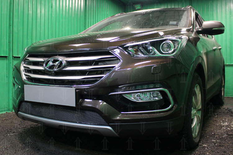 Сетка защитная в бампер Premium черный Strelka Hyundai Santa Fe 2012-2018 no.6871
