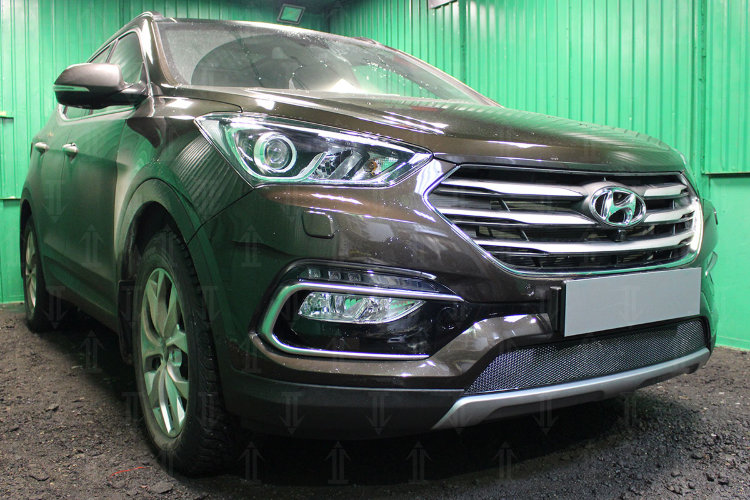 Сетка защитная в бампер Premium черный Strelka Hyundai Santa Fe 2012-2018 no.6871