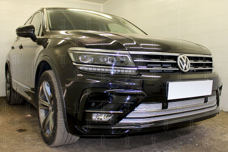 Сетка защитная в бампер Premium хром Strelka Volkswagen Tiguan II 2016-2019 no.3257