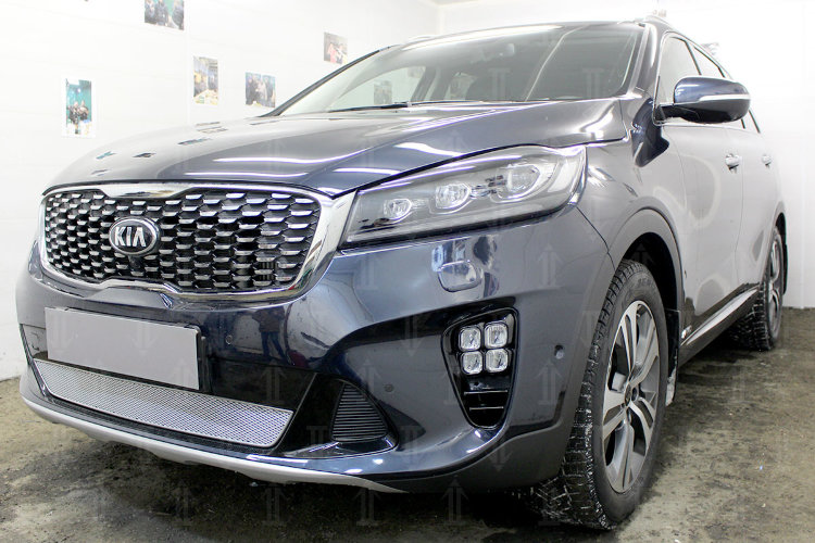Сетка защитная в бампер Premium хром Strelka KIA Sorento Prime 2015-2019 no.3963