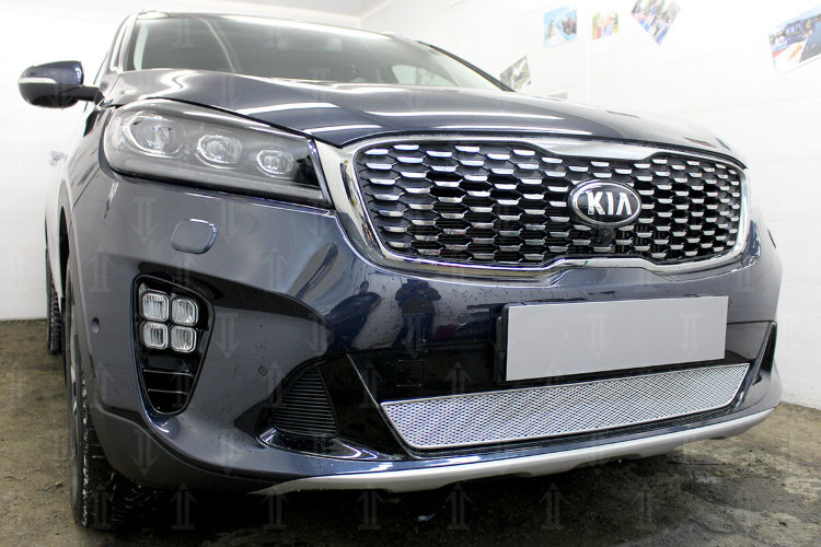Сетка защитная в бампер Premium хром Strelka KIA Sorento Prime 2015-2019 no.3963