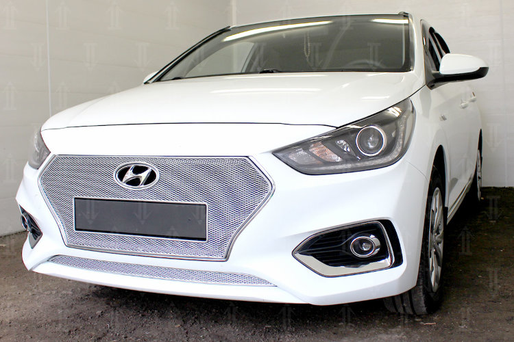 Сетка защитная в бампер Premium хром Strelka Hyundai Solaris 2017-2019 13592