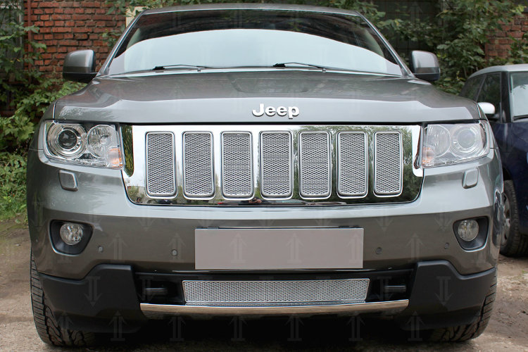 Сетка защитная в бампер Premium хром Strelka Jeep Grand Cherokee 2010-2019 no.6646