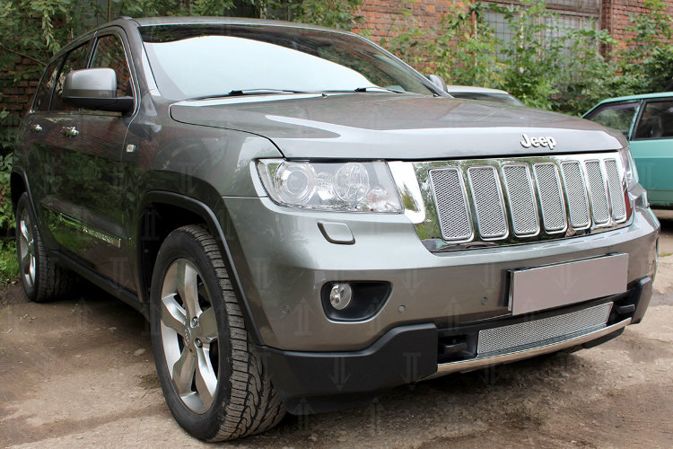 Сетка защитная в бампер Premium хром Strelka Jeep Grand Cherokee 2010-2019 no.6646