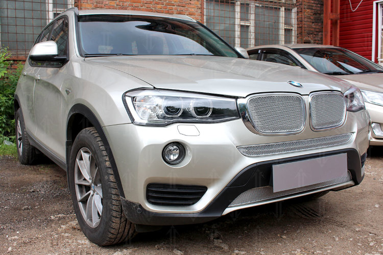 Сетка защитная в бампер Premium хром Strelka BMW X3 (F25) 2010-2017 12604