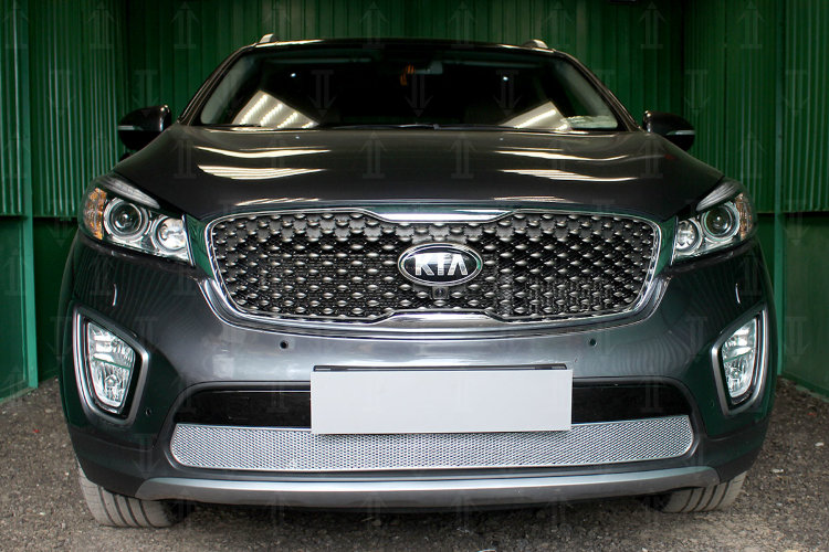 Сетка защитная в бампер Premium хром Strelka KIA Sorento Prime 2015-2019 no.6835
