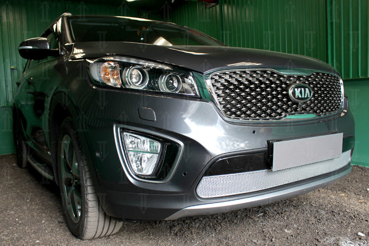 Сетка защитная в бампер Premium хром Strelka KIA Sorento Prime 2015-2019 no.6835