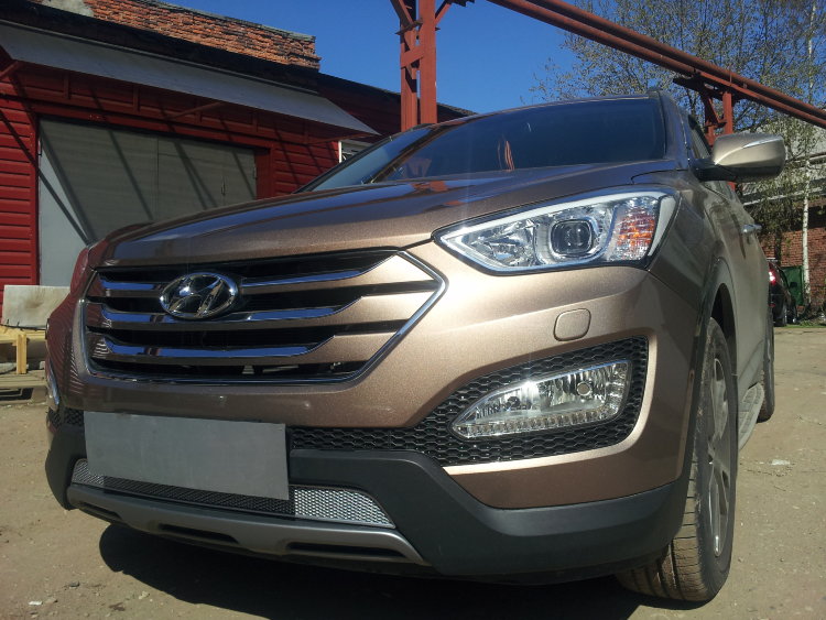 Сетка защитная в бампер Premium хром Strelka Hyundai Santa Fe 2012-2018 no.6873