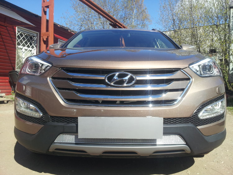 Сетка защитная в бампер Premium хром Strelka Hyundai Santa Fe 2012-2018 no.6873