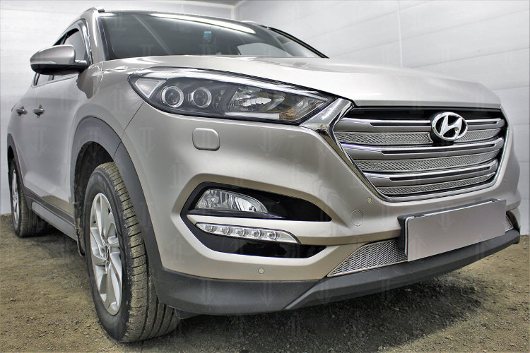Сетка защитная в бампер Premium хром Strelka Hyundai Tucson 2015-2019 no.6898