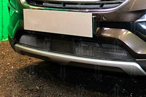 Сетка защитная в бампер (с датчиком ACC) Standart черный Strelka Hyundai Santa Fe 2012-2018 ― Auto-Clover