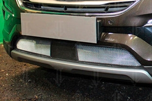 Сетка защитная в бампер (с датчиком ACC) Standart хром Strelka Hyundai Santa Fe 2012-2018 ― Auto-Clover