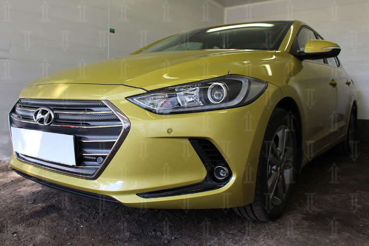 Сетка защитная в бампер Standart хром Strelka Hyundai Elantra 2016-2019 no.1964