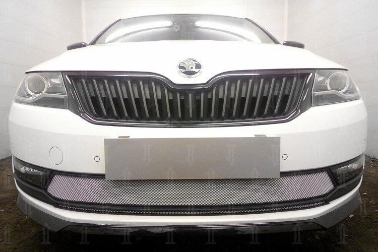 Сетка защитная в бампер Standart хром Strelka Skoda Rapid 2012-2019 no.5085