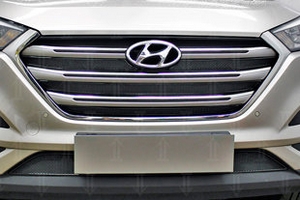 Сетка защитная в решетку радиатора Optimal черный (Travel, Prime) Strelka Hyundai Tucson 2015-2019 ― Auto-Clover