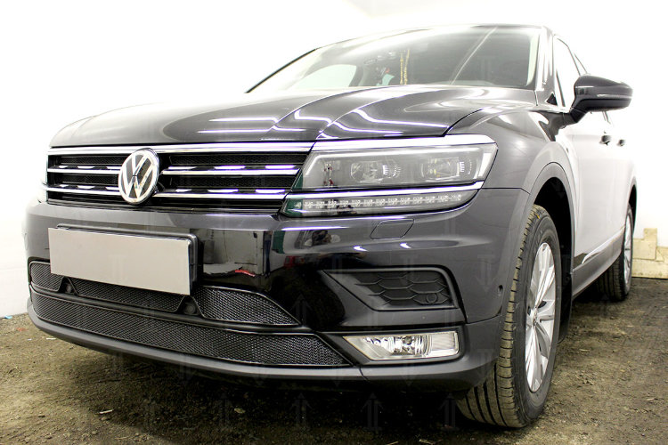 Сетка защитная в решетку радиатора Premium черный Strelka Volkswagen Tiguan II 2016-2019 no.6594