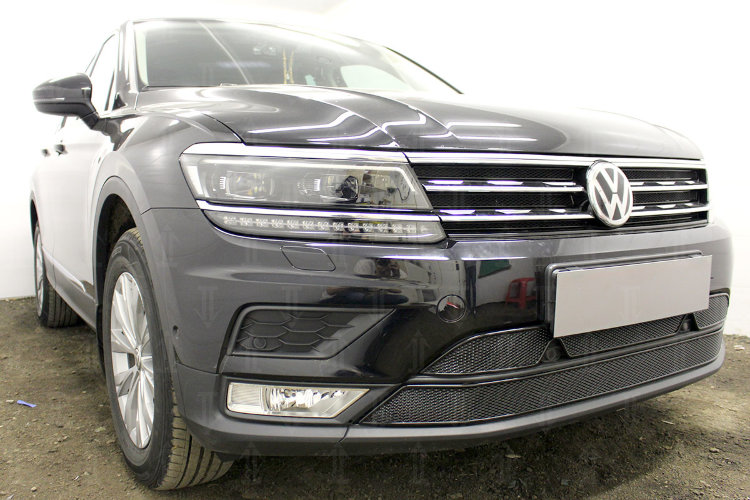 Сетка защитная в решетку радиатора Premium черный Strelka Volkswagen Tiguan II 2016-2019 no.6594