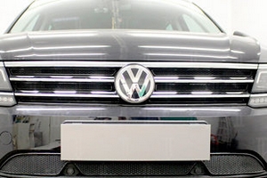 Сетка защитная в решетку радиатора Premium черный Strelka Volkswagen Tiguan II 2016-2019 ― Auto-Clover