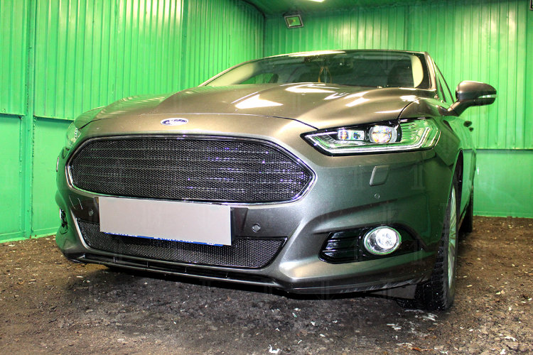 Сетка защитная в решетку радиатора Premium черный Strelka Ford Mondeo V 2015-2019 no.6669