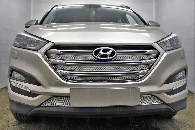 Сетка защитная в решетку радиатора Premium хром (Comfort) Strelka Hyundai Tucson 2015-2019 no.6896