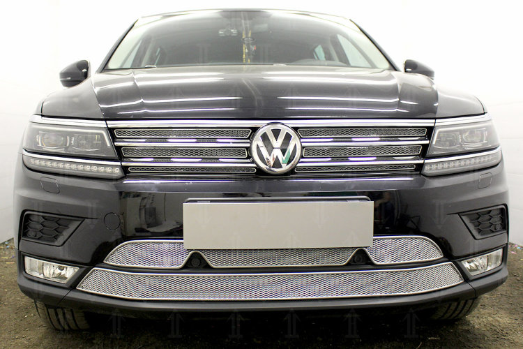 Сетка защитная в решетку радиатора Premium хром Strelka Volkswagen Tiguan II 2016-2019 no.6593