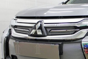 Сетка защитная в решетку радиатора Standart хром Strelka Mitsubishi Pajero Sport III 2015-2019 ― Auto-Clover