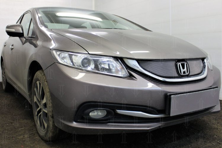Сетка защитная в решетку радиатора Standart хром Strelka Honda Civic IX 2012-2019 no.5985