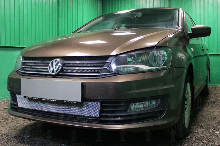 Сетка защитная в решетку радиатора Standart хром Strelka Volkswagen Polo V 2009-2019 no.6550
