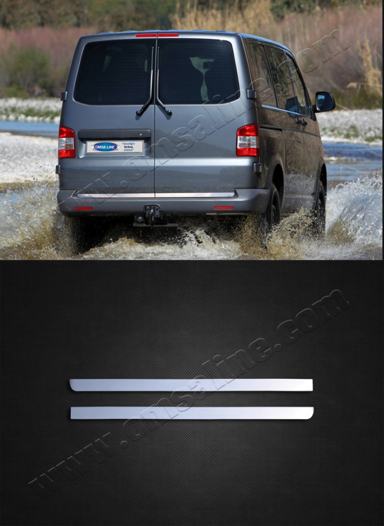 Стальная накладка на кромку багажника (2 двери) Omsa Line Volkswagen Transporter T5 2003-2015 no.13909