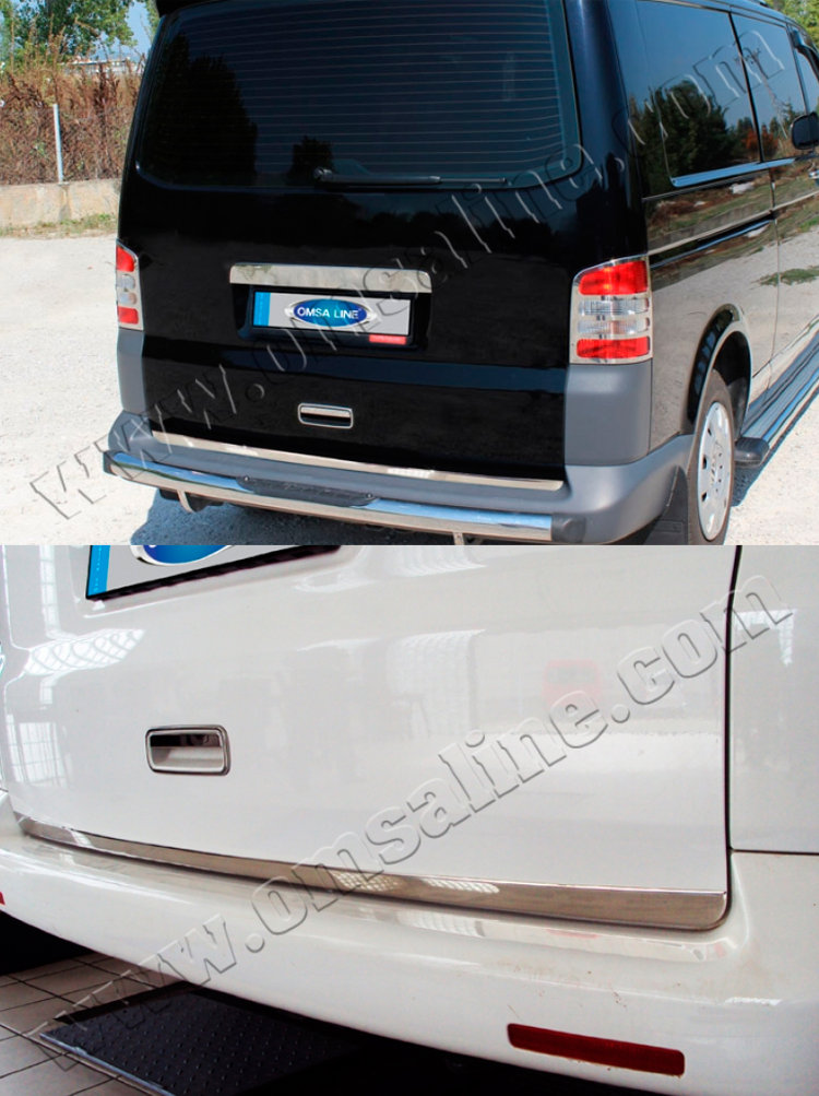 Стальная накладка на кромку багажника Omsa Line Volkswagen Transporter T5 2003-2015 no.13886