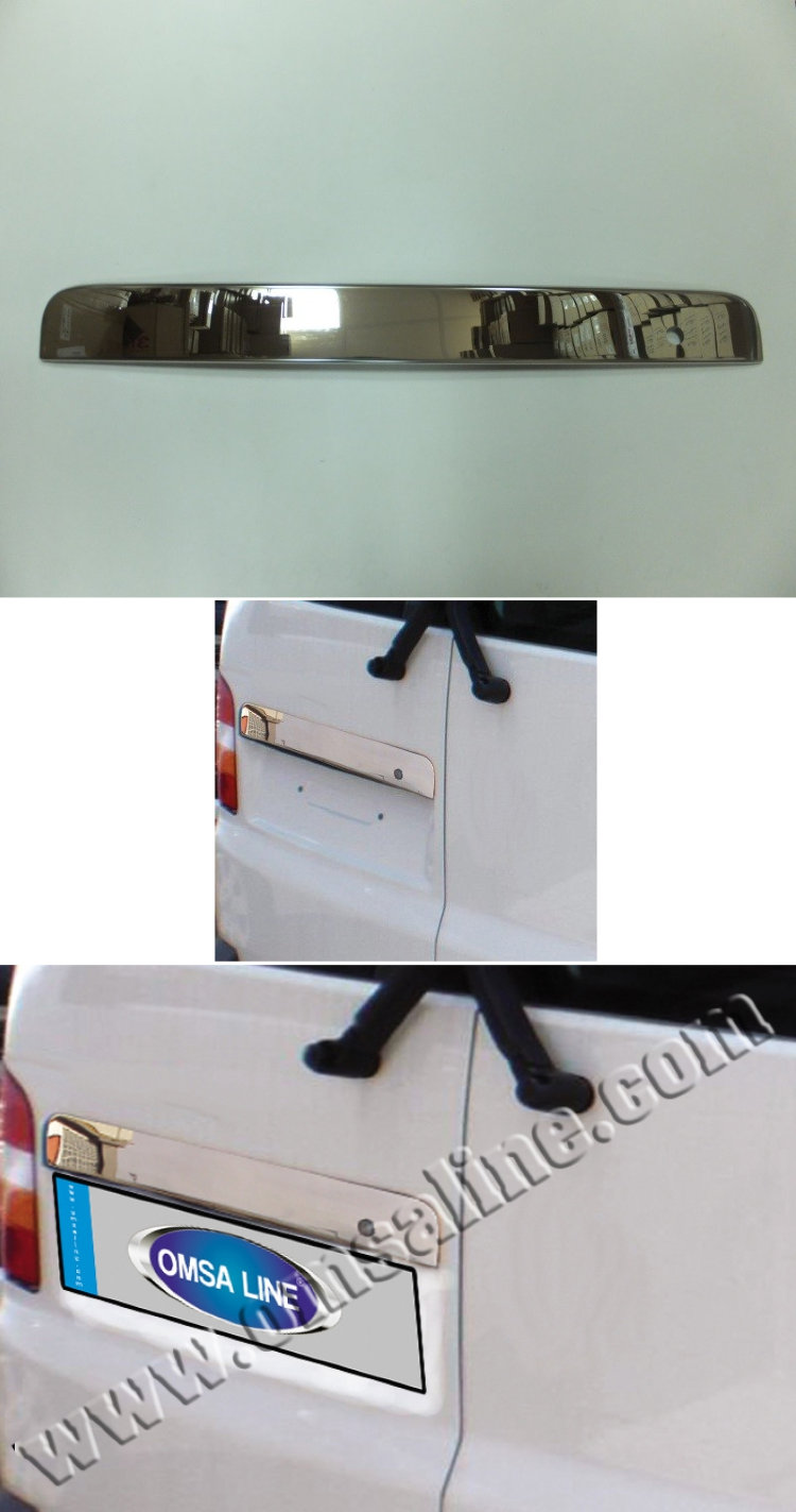 Стальная накладка на крышку багажника над номером (2 двери) Omsa Line Volkswagen Transporter T5 2003-2015 no.13910