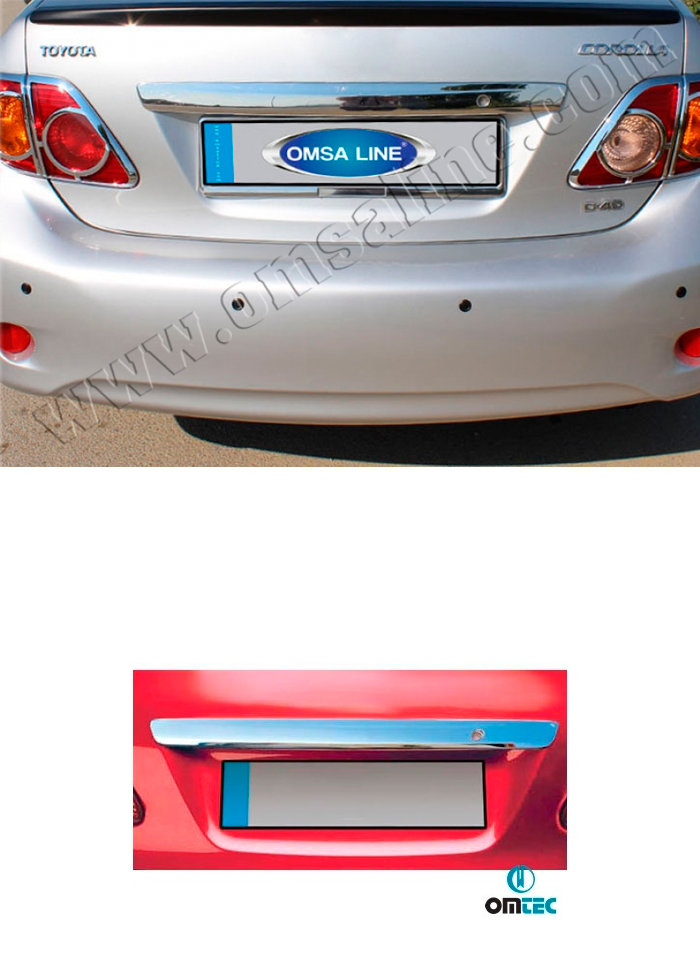 Стальная накладка на крышку багажника над номером Omsa Line Toyota Corolla 2007-2013 no.13604