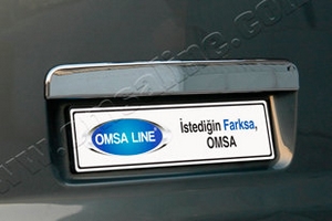 Стальная накладка на крышку багажника над номером с надписью Omsa Line Volkswagen Transporter T5 2003-2015 ― Auto-Clover