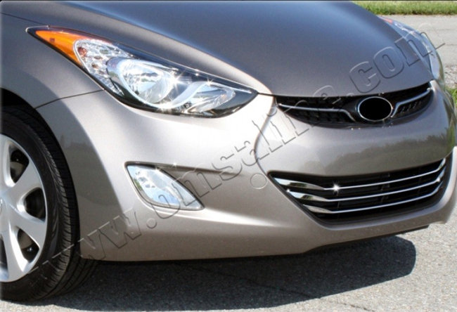 Стальная накладка на решетку радиатора (3 элемента) Omsa Line Hyundai Elantra 2010-2015 no.16123
