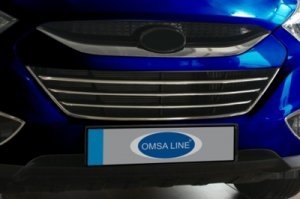 Стальная накладка на решетку радиатора (4 элемента) Omsa Line Hyundai ix35 2009-2015 ― Auto-Clover