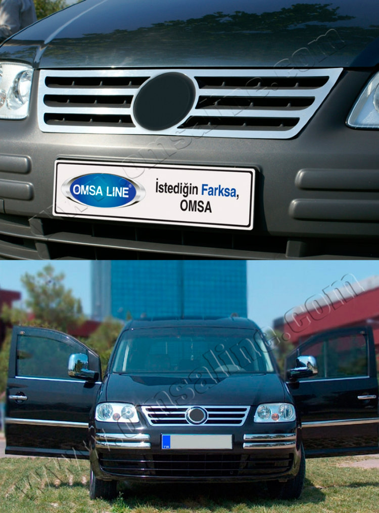 Стальная накладка на решетку радиатора Omsa Line Volkswagen Caddy 2003-2019 no.13844