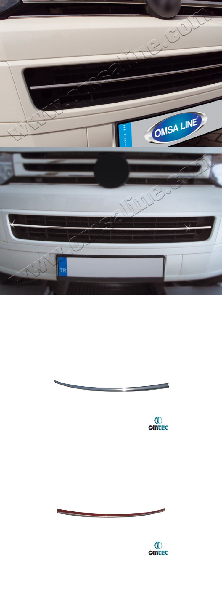 Стальная накладка на решетку воздухозаборника Omsa Line Volkswagen Transporter T5 2003-2015 no.13888