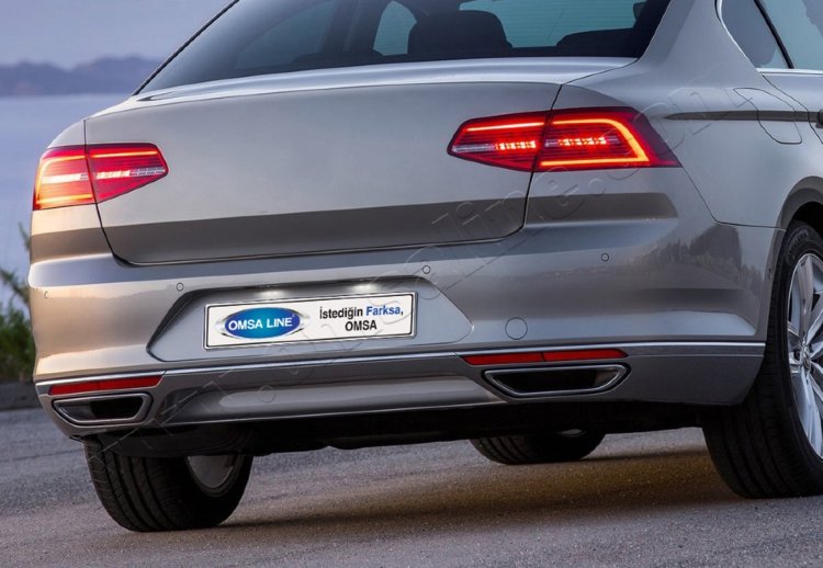 Стальная накладка на задний бампер Omsa Line Volkswagen Passat B8​ 2015-2019 no.7776