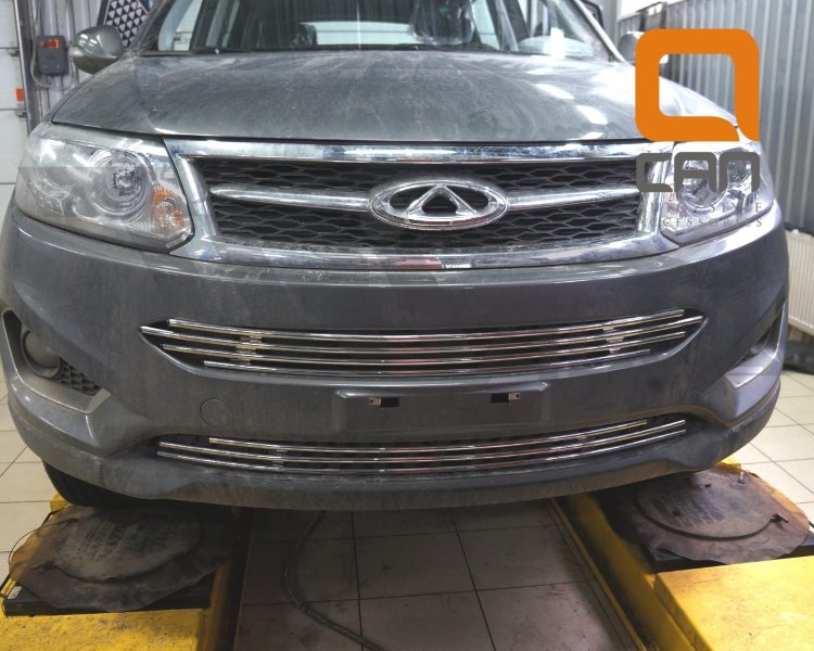 Стальная решетка в передний бампер (d 12) Can Otomotiv Chery Tiggo 5 2014-2019 no.8438