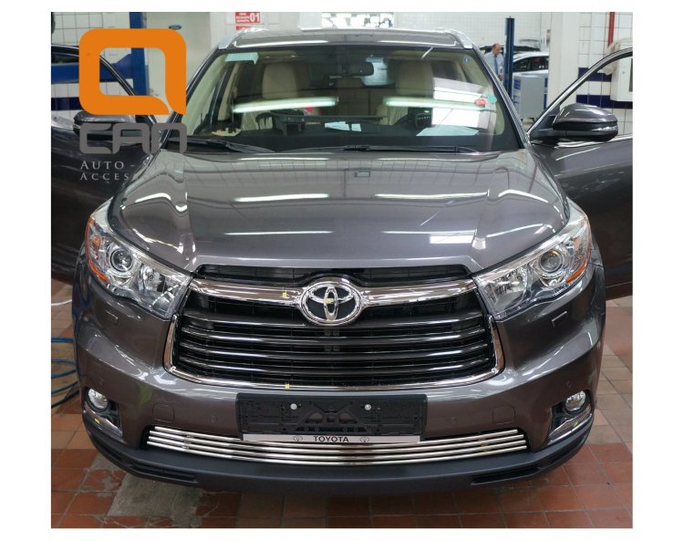Стальная решетка в передний бампер (d 16) Can Otomotiv Toyota Highlander 2014-2019 no.11076