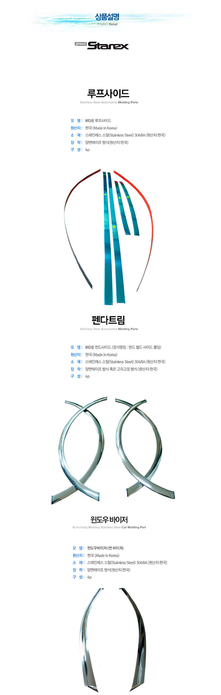 Стальные молдинги на лобовое стекло и крышу Kumchang Hyundai Grand Starex (H-1) 2007-2019 no.15528