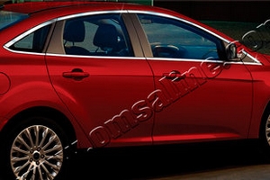 Стальные молдинги на окна дверей (12 элементов) Omsa Line Ford Focus III 2011-2019 ― Auto-Clover