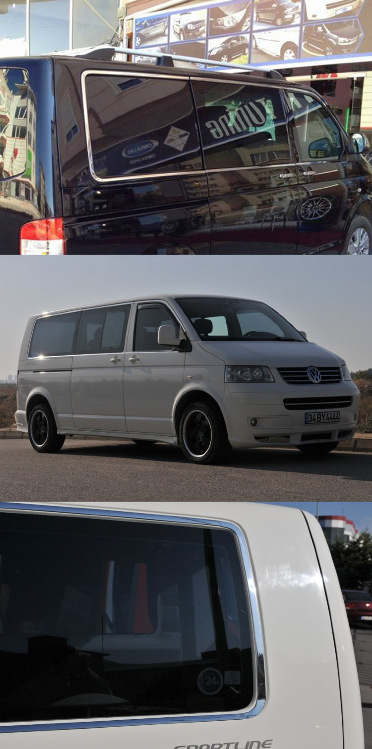 Стальные молдинги на окна дверей (14 элементов, короткая база) Omsa Line Volkswagen Transporter T5 2003-2015 no.13893
