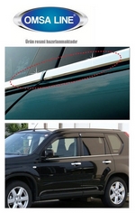 Стальные молдинги на окна дверей (6 элементов) Omsa Line Nissan X-Trail 2007-2014