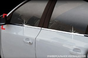 Стальные молдинги на окна дверей (6 элементов) Omsa Line Hyundai Santa Fe 2010-2012 ― Auto-Clover