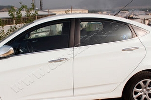 Стальные молдинги на окна дверей (6 элементов) Omsa Line Hyundai Solaris 2011-2017 ― Auto-Clover