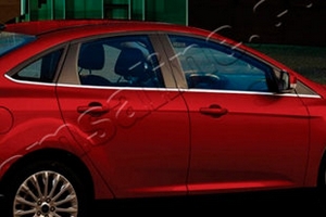 Стальные молдинги на окна дверей (низ, 8 элементов) Omsa Line Ford Focus III 2011-2019 ― Auto-Clover