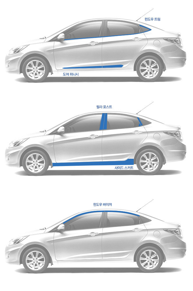 Стальные молдинги на окна дверей (низ и тип C) Kumchang Hyundai Solaris 2011-2017 no.15537