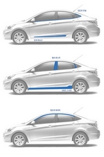 Стальные молдинги на окна дверей (низ и тип C) Kumchang Hyundai Solaris 2011-2017